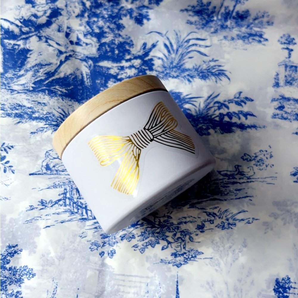 Handmade soy candle with Bow Tie Design